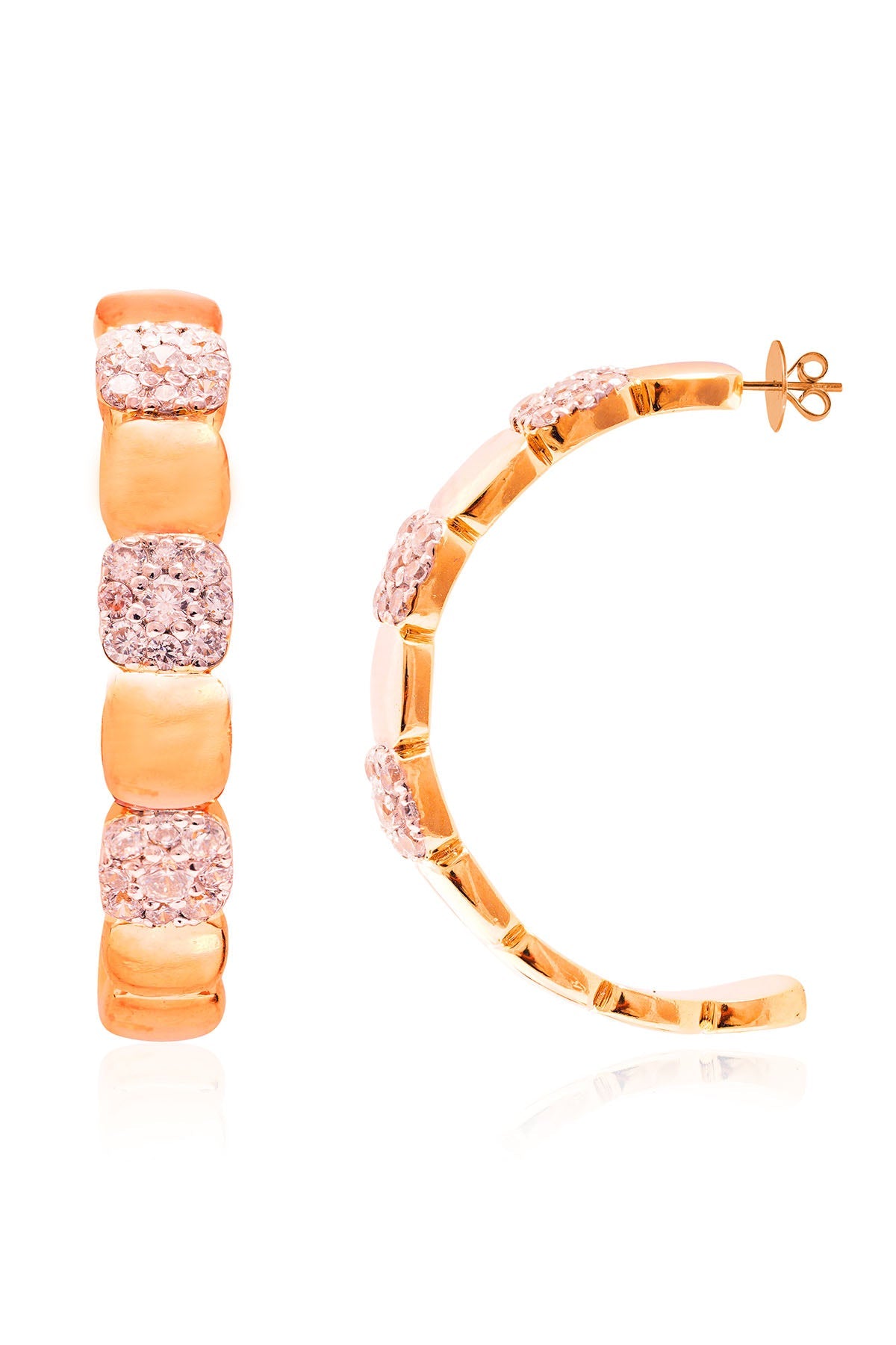 Buy Gold Round Studded Hoop Earrings by Prata for women online at ScrollnShops